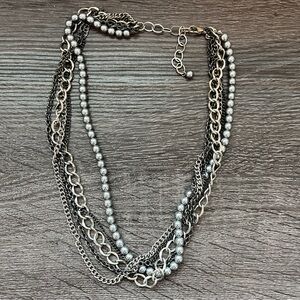 Merona Silver chain necklace multi strand necklaces gray blue statement